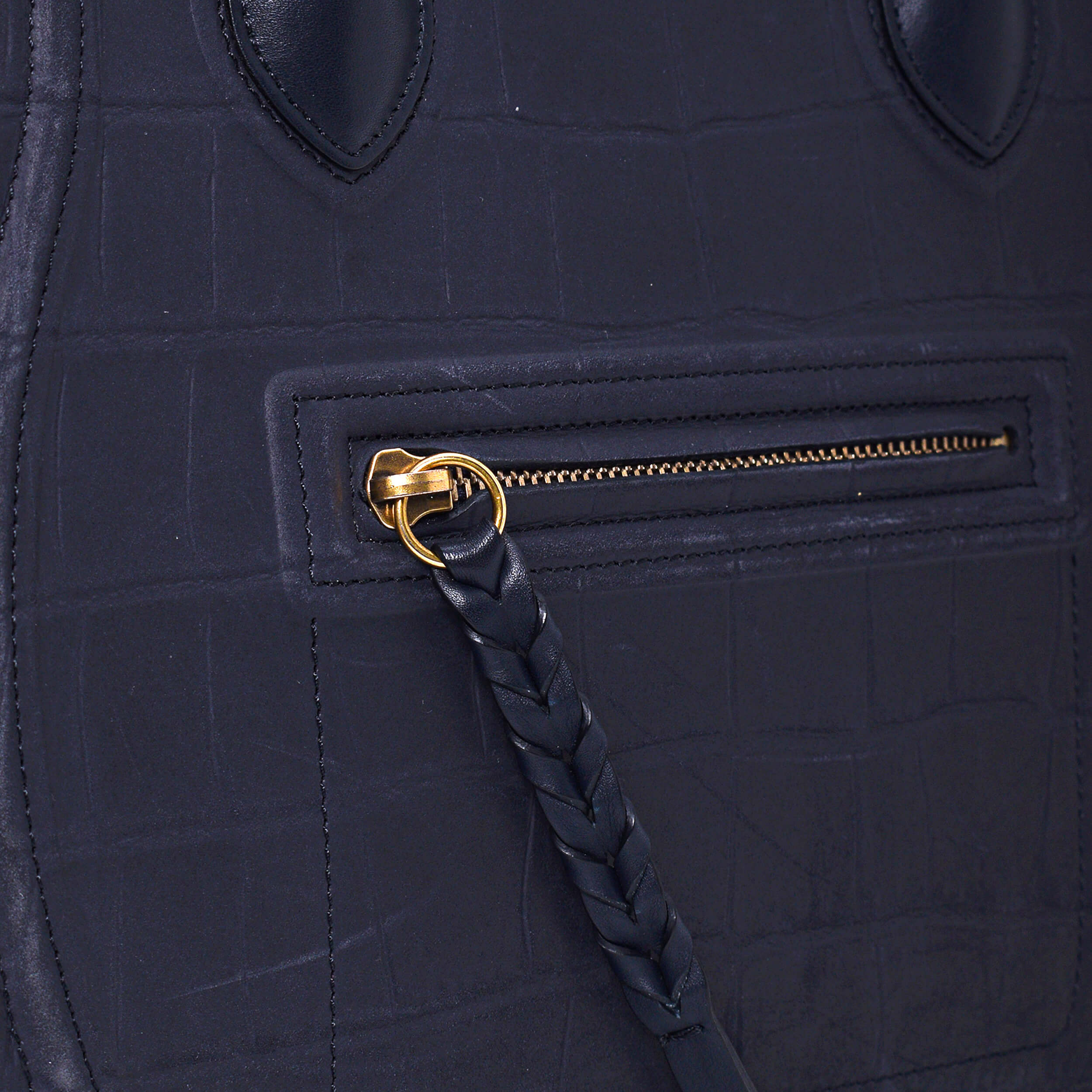 Celine - Navy Blue Croco Print Phantom Small Luggage Bag